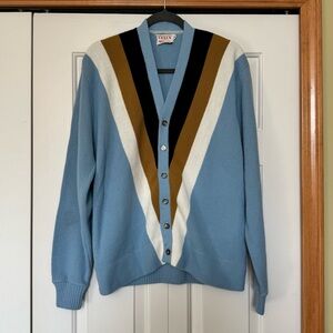 Vintage Richmon Brothers Striped Cardigan Sweater 100% Virgin Orlon Acrylic
